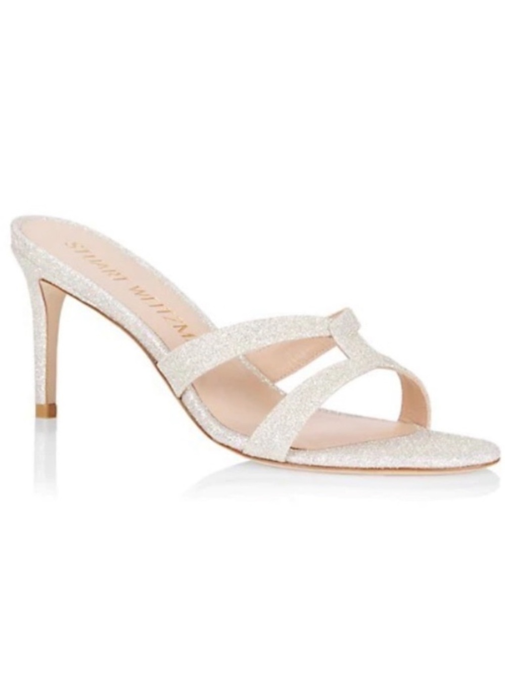 NEW Stuart Weitzman Soiree Sleek 75 Glitter Sandals Size 39 or 8.5 Wedding Shoes